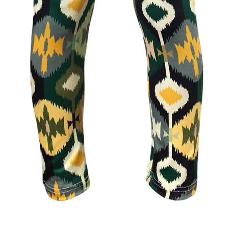 Baby | Toddler | Kids | Full-Length Leggings | Ikat Green & Black - Image 2