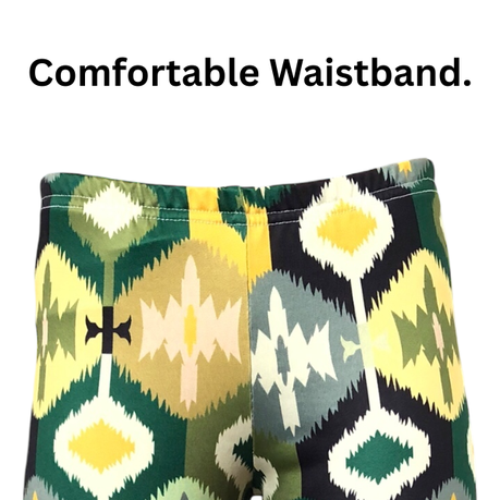 Baby | Toddler | Kids | Full-Length Leggings | Ikat Green & Black - Image 3