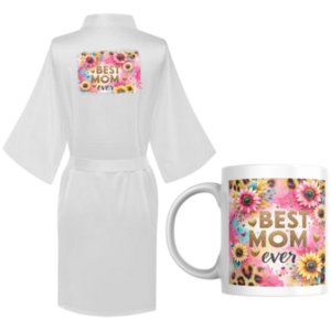 Mom Printed Summer Gown with Mug| Pink Best Mom Ever