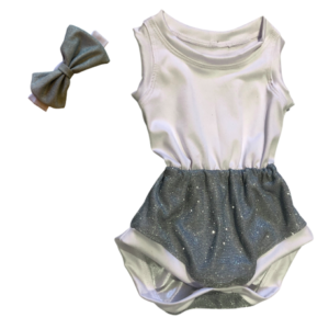 Baby | Glitter Romper One-Piece & Matching Headband | Light blue