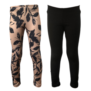 Baby | Toddler | Kids | Full-Length Leggings | Black Leaves & Black