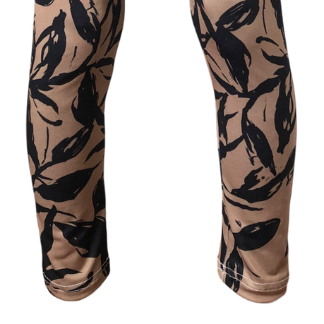 Baby | Toddler | Kids | Full-Length Leggings | Black Leaves & Black - Image 2
