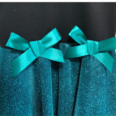Baby | Toddler | Kids | Princess Long Sleeve Glitter Dress | Black & Teal - Image 3