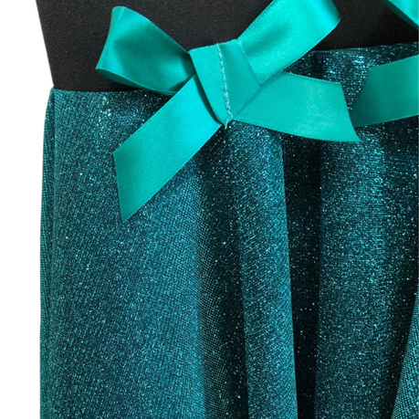 Baby | Toddler | Kids | Princess Long Sleeve Glitter Dress | Black & Teal - Image 4