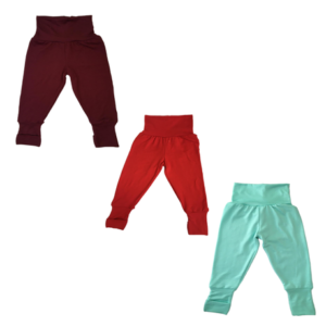 Baby | Toddler | Kids | Pants -3 Pack Fold Over Cuffs | Maroon, Red & Teal