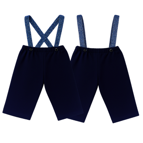 Baby | Toddler | Kids | Black Pants & Glitter Suspender & Bow Tie Set | Navy & Royal Blue - Image 2