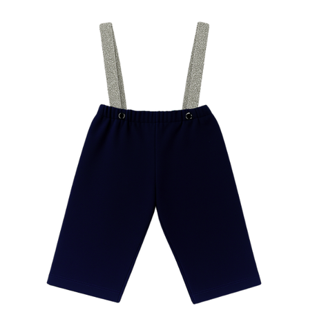 Baby | Toddler | Kids | Black Pants & Glitter Suspender & Bow Tie Set | Navy & Silver - Image 3