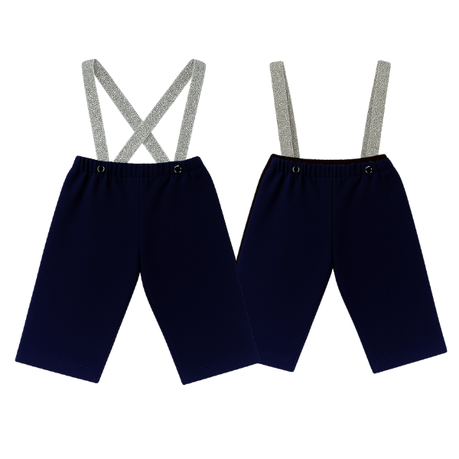 Baby | Toddler | Kids | Black Pants & Glitter Suspender & Bow Tie Set | Navy & Silver - Image 4