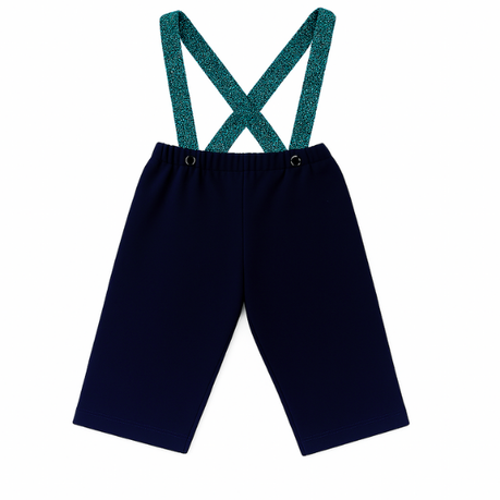Baby | Toddler | Kids | Black Pants & Glitter Suspender & Bow Tie Set | Navy & Teal - Image 4