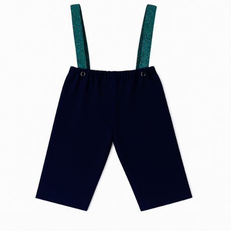 Baby | Toddler | Kids | Black Pants & Glitter Suspender & Bow Tie Set | Navy & Teal - Image 3