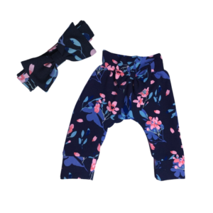 Matching | Mom & Me | Balloon Pants & Headband Set | Navy Floral Printed