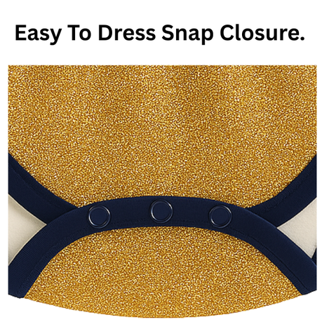 Baby | Glitter Romper One-Piece & Matching Headband | Navy & Gold - Image 6