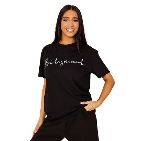 Bridesmaid Shirt | I Saw It First Ladies Black | Bridesmaid Slogan Oversized T-Shirt