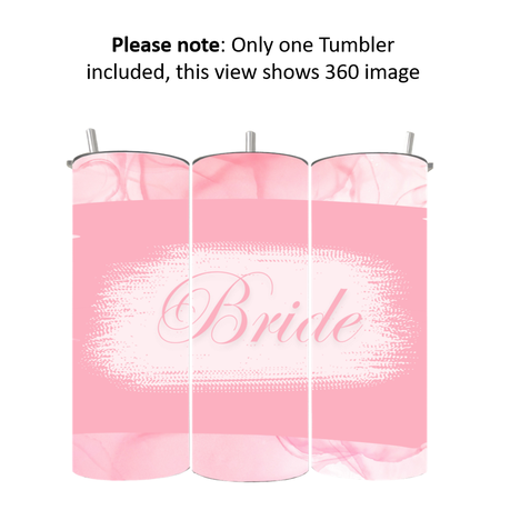 15/20 oz Skinny Tumbler with Straw and Lid - Double Wall | Pink Marble Bride - Image 2
