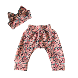 Matching | Mom & Me | Balloon Pants & Headband Set | Pink Floral Printed