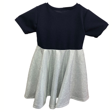 Baby | Toddler | Kids | Princess Short Sleeve Glitter Dress | Navy & Silver - Image 2