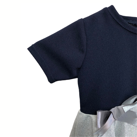 Baby | Toddler | Kids | Princess Short Sleeve Glitter Dress | Navy & Silver - Image 5