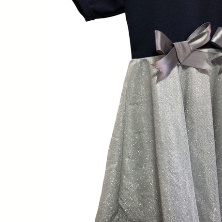 Baby | Toddler | Kids | Princess Short Sleeve Glitter Dress | Navy & Silver - Image 4