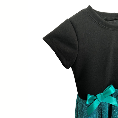 Baby | Toddler | Kids | Princess Short Sleeve Glitter Dress | Black & Teal - Image 5