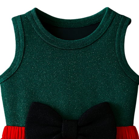 Baby | Glitter Romper One-Piece & Matching Headband | Red & Green - Image 2