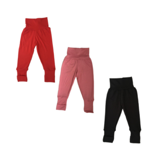 Baby | Toddler | Kids | Pants -3 Pack Fold Over Cuffs | Red, Pink & Black