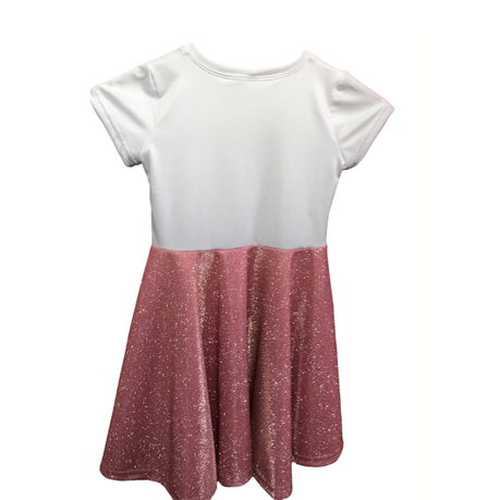 Baby | Toddler | Kids | Princess Short Sleeve Glitter Dress | White & Rose Pink - Image 2