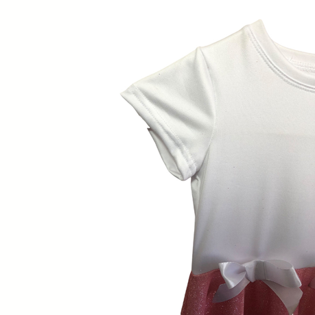 Baby | Toddler | Kids | Princess Short Sleeve Glitter Dress | White & Rose Pink - Image 4