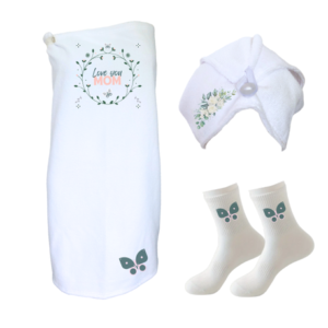 Mom| Mothers Day Gift| Wrap,Hair Towel&Non-Slip Socks| Love You Mom