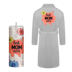 Mom Printed Fleece Gown & Tumbler Gift Set | Best Mom Ever