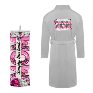 Mom Printed Fleece Gown & Tumbler Gift Set | Simply the best mom