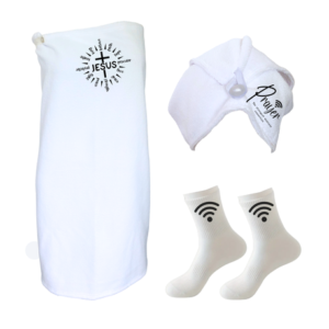 Ladies Appreciation Gift |Wrap,Hair Towel&Non-Slip Socks| Prayer