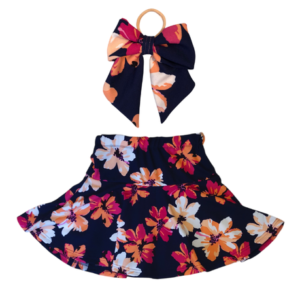 Baby | Toddler | Kids |Skort & Hairpiece | Blue Floral