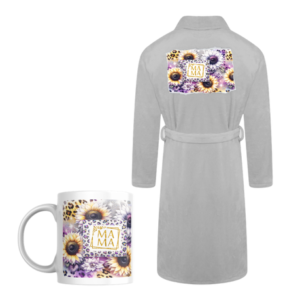Mom Printed Fleece Gown & Mug Gift Set-Purple Mama