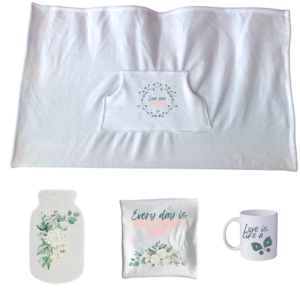 Mom Appreciation Gift Set| Blanket,Pillow, Hotwater Cover, Mug| Garden