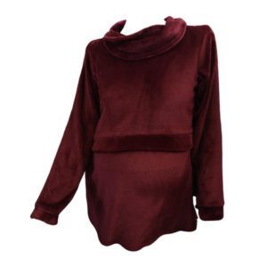 Maternity|Nursing | Fleece-Cowl Neck Sweater - Maroon