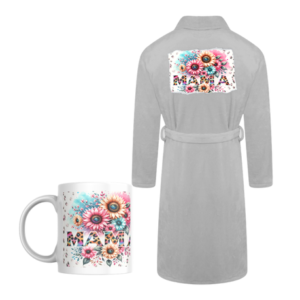Mom Printed Fleece Gown & Mug Gift Set | Floral Mama