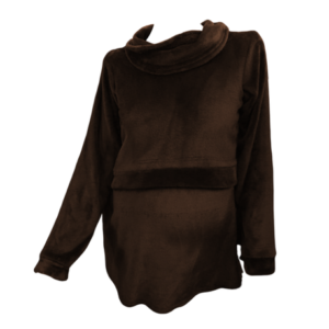 Maternity|Nursing | Fleece-Cowl Neck Sweater - Brown