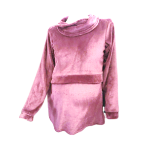 Maternity|Nursing | Fleece-Cowl Neck Sweater -  Dusty Pink