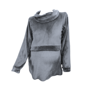 Maternity|Nursing | Fleece-Cowl Neck Sweater - Grey