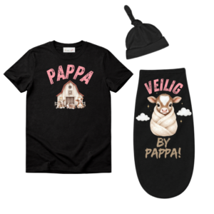 Baby & Dad |Short Sleeve Tshirt & Baby Swaddle Cocoon| Afr-Farmer Pink