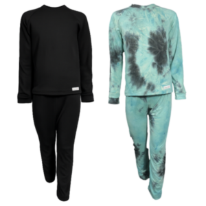 Kids Unisex Winter Pajamas|Top&Straight Leg Pants|Tie Dye-Sage &Black|2 Pack