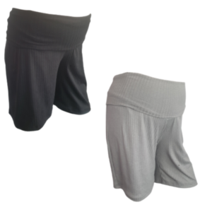Maternity shorts | 2 Pack | Maternity Shorts-Ribbed DTY|2 Pack-Pajamas | Day Wear-Black & Grey