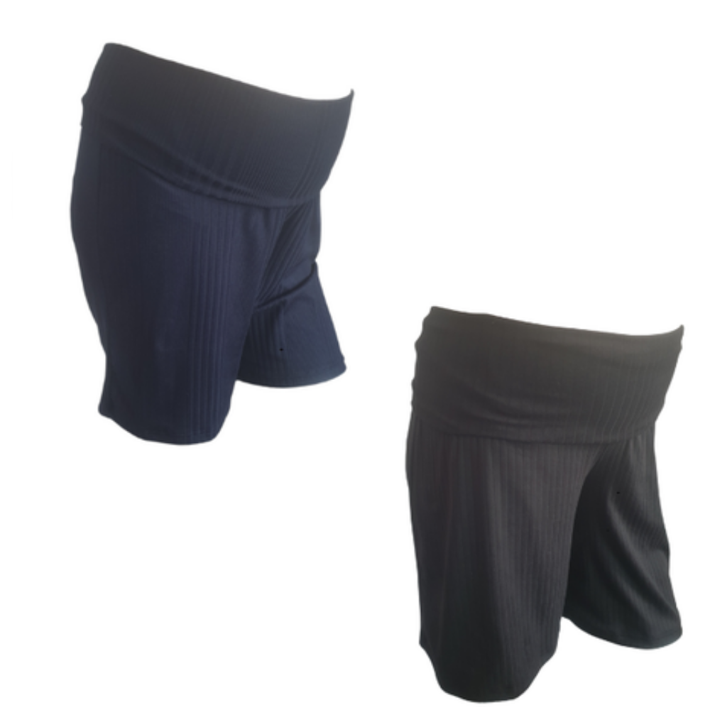 Maternity shorts | 2 Pack | Maternity Shorts-Ribbed DTY|2 Pack-Pajamas | Day Wear-Black &; Navy