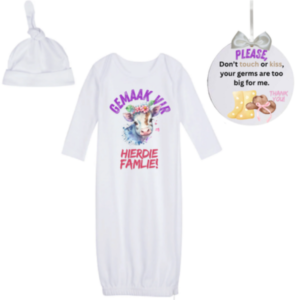 Newborn Going Home Outfit -Sleeping bag & 'No kiss sign-Boere Meisie