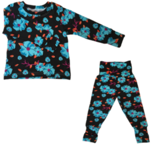 Baby|Toddler|Kids Pajamas|Foldover Set| Blue Floral