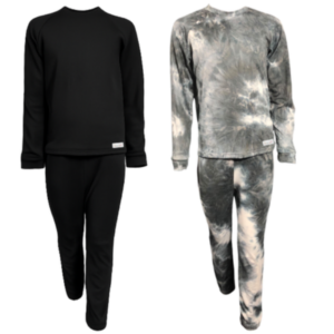 Kids Unisex Winter Pajamas|Top&Straight Leg Pants|Tie Dye-Grey&Black|2 Pack