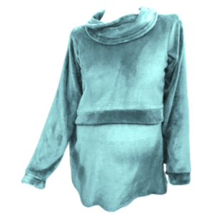 Maternity|Nursing | Fleece-Cowl Neck Sweater -  Teal