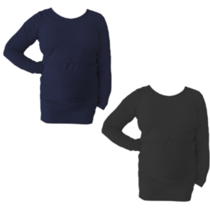 Maternity | Nursing | Long Sleeve | T-Shirt Style Top | Up To 6XL | 2 Pack | Navy & Black