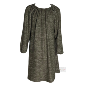 Baby | Toddler | Kids| Gathered Peasant Neckline Dress-Knee Lenght | Long Sleeve| Melange Brown