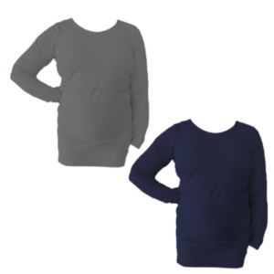 Maternity | Nursing | Long Sleeve | T-Shirt Style Top | Up To 6XL | 2 Pack | Navy & Grey